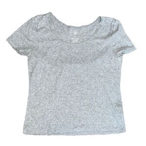 Juniors so gray basic ribbed crop top ribbed short sleeved casual lettuce hem